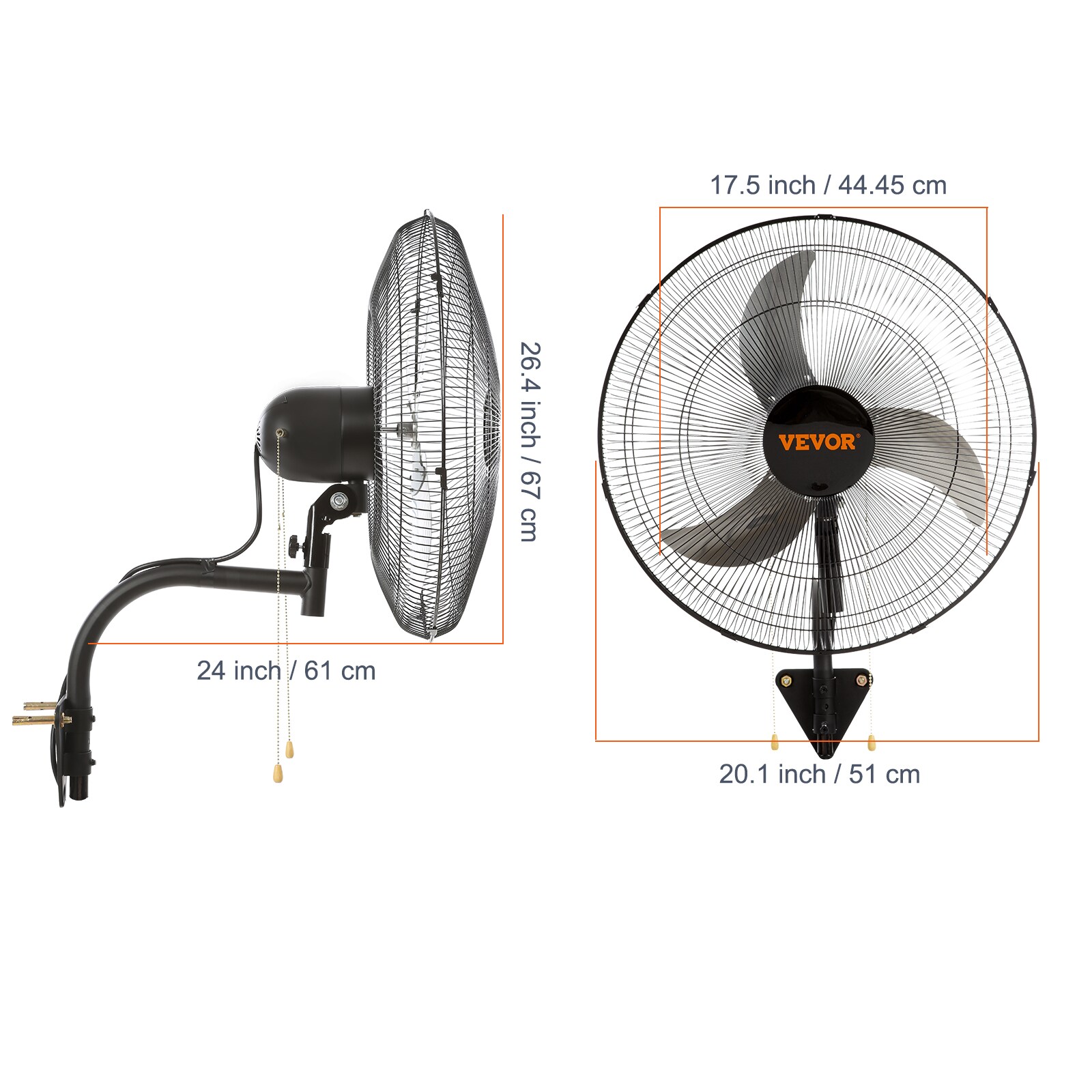 Wall Mounted Oscillating Fan High Velocity Industrial Air Cooler_voghion.com